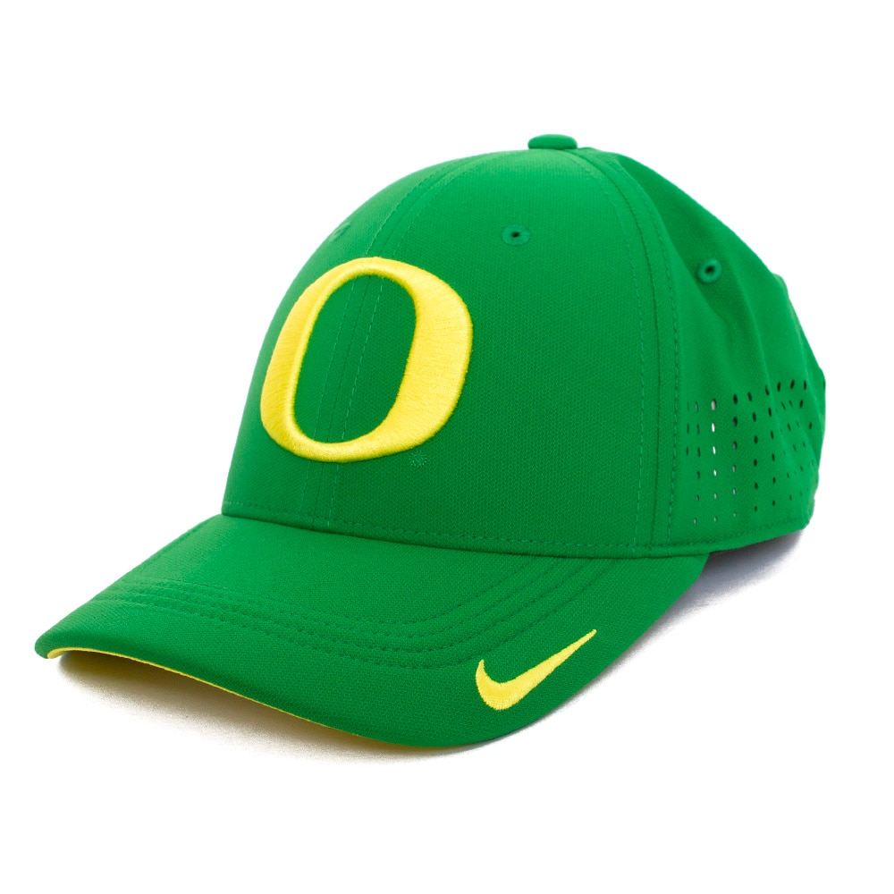 Classic Oregon O, Nike, Green, Curved Bill, Performance/Dri-FIT, Accessories, Unisex, Football, Club, Aerobill, Structured, Sideline, Flex Fit, Hat, 915772